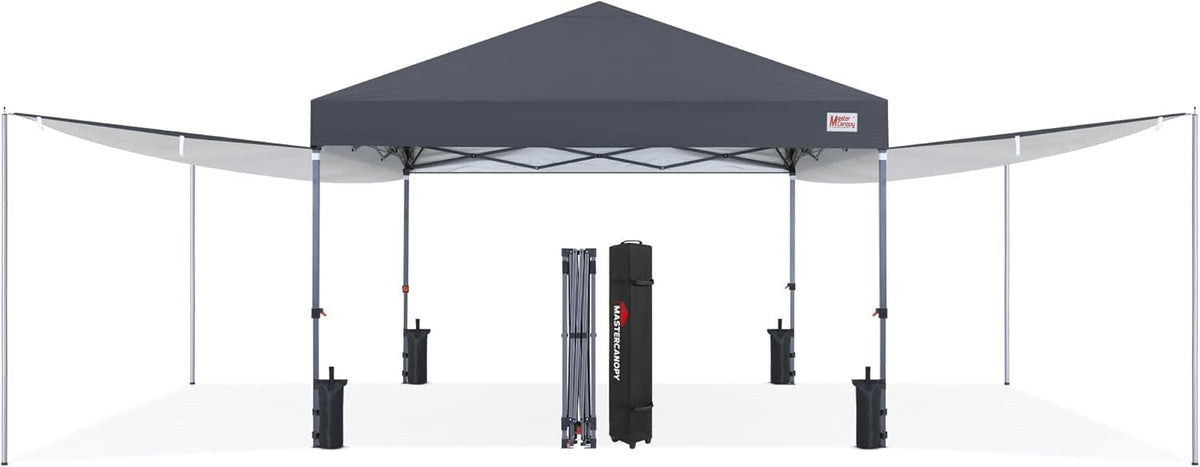 MASTERCANOPY 10x10 Pop Up Canopy Tent with 2 Shelters，230 Sq ft Drak Grey