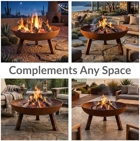 Sunnydaze 30" Heavy-Duty Cast Iron Fire Pit Bowl for Outside, Wood-Burning
