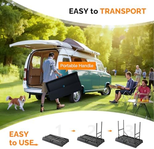 VINGLI Portable Cooler Table with Extra Storage Shelf, Alloy Steel, Black, Picetable Model