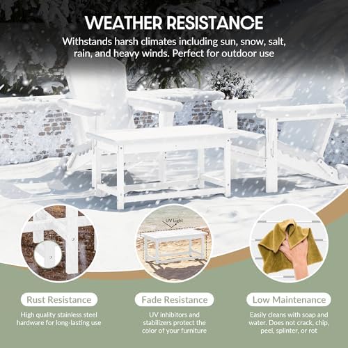 WestinTrends Malibu Outdoor Poly Lumber Coffee Table, 35.25" x 17.5", White