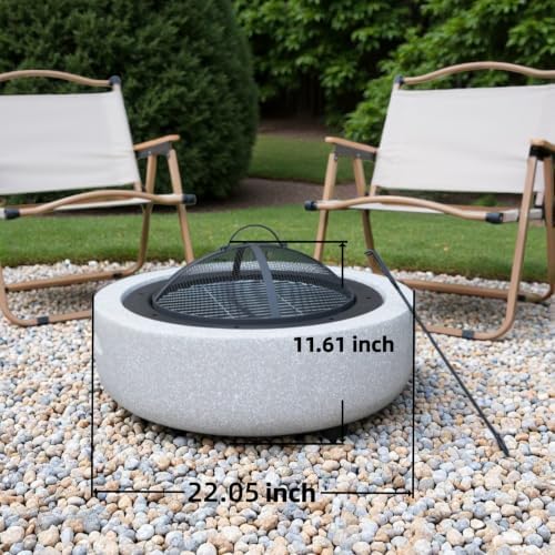 Round Wood Burning Concrete Outdoor Fire Pit for Patio-22