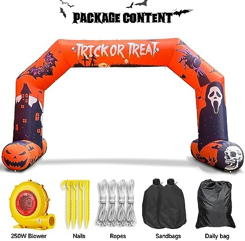 20ft Halloween Inflatable Archway with 250W Blower, Hexagon Inflatable Arch for Outdoor Decoration, Halloween Party, Lawn Garden