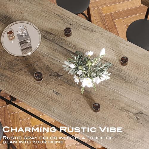 Tribesigns 63-Inch Counter Height Bar Table with Metal Footrest (Gray)