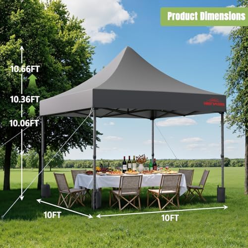 10x10 Heavy Duty Commercial Pop Up Canopy with Sidewalls, Grey