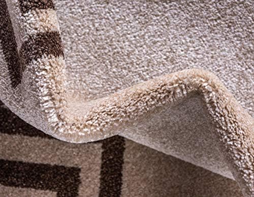 Unique Loom Athens Collection Classic Geometric Modern Border Design Area Rug, 3 ft 3 in x 5 ft 3 in, Beige/Brown