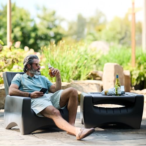 Step2 Switchback Adirondack Chair for Patio, Porch, Pool, Fire Pit, Deck, Durable Outdoor Seat with Back Support for Adults, Dark Cedar