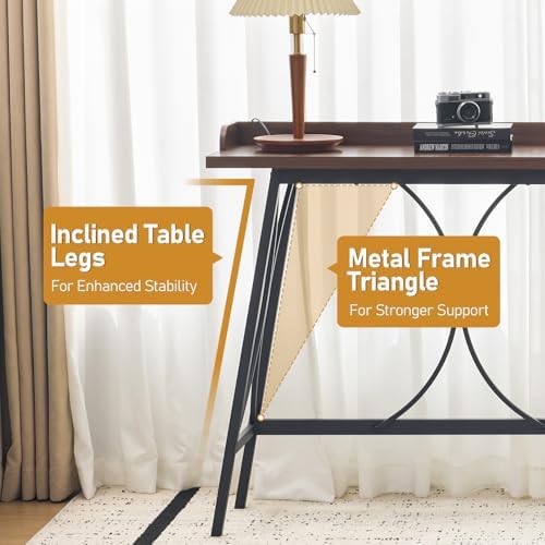 Karl home 82.3" Bar Table, Counter Height Table with Back Rail, Brown