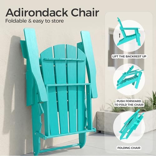 Folding Adirondack Chair, HDPE Outdoor Chair, Aruba