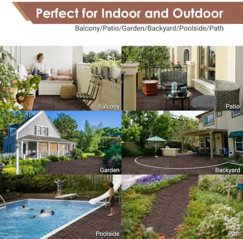 primezone 9 pcs solid acacia wood interlocking patio, view 9