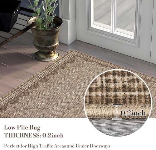 8x10 Scalloped Area Rugs Coffee Washable Living Room Bedroom Rug