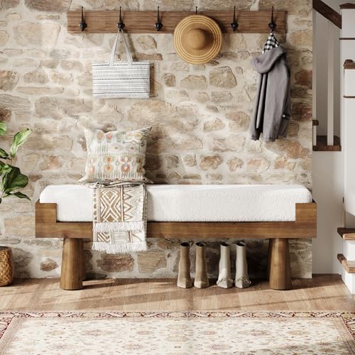 Tribesigns Upholstered Entryway Bench, Shoe Bench End of Bed for Bedroom