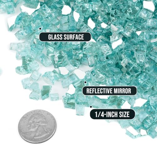 Skyflame 1/4-Inch Caribbean Blue Reflective Fire Glass, 10 Pound