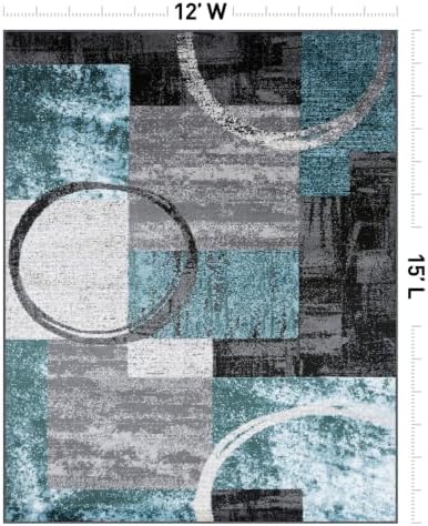 Rugshop Circle Design Contemporary Fade-Resistant Area Rug Gray 12' x 15'