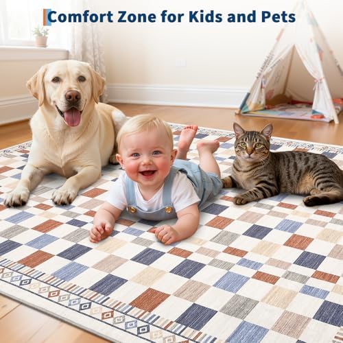 GarveeHome 9x12 Area Rug for Living Room Machine Washable Non-Slip Low Pile