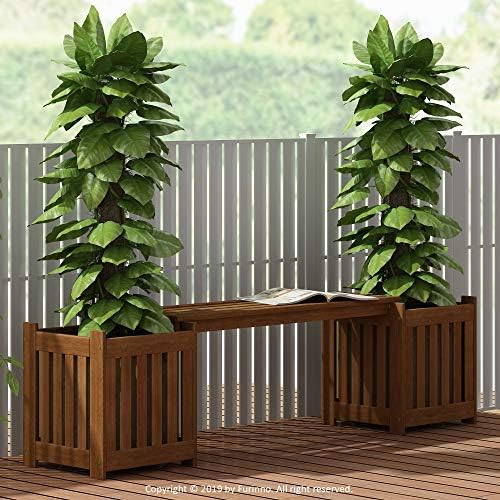 Furinno TIOMAN Outdoor Planter Box Set with Bench, Natural