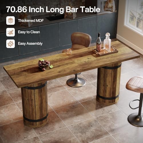 Tribesigns 70.9-Inch Long Bar Table, Farmhouse Counter Height Table