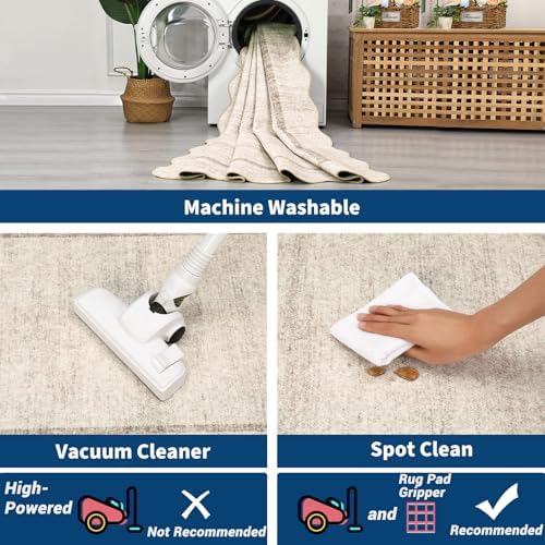 GarveeHome Scalloped Washable Kitchen Runner Rug 2x8 Non Slip Beige