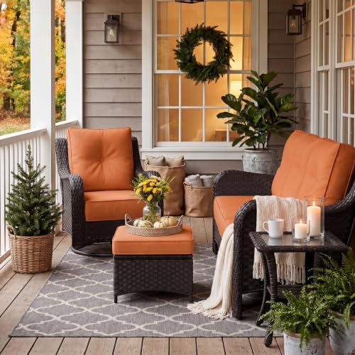 LayinSun 7 Piece Wicker Outdoor Furniture Set with 6-inch Comfy Cushions