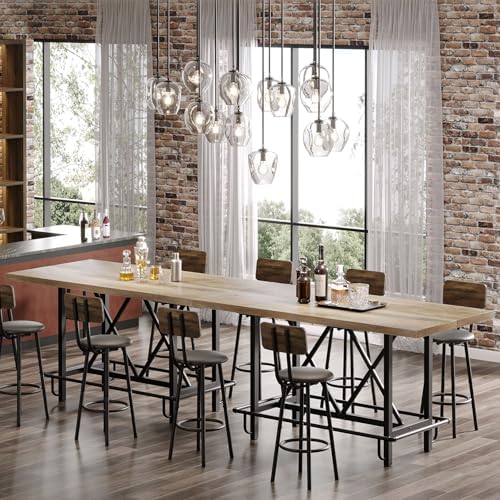 Tribesigns 63-Inch Counter Height Bar Table with Metal Footrest (Gray)
