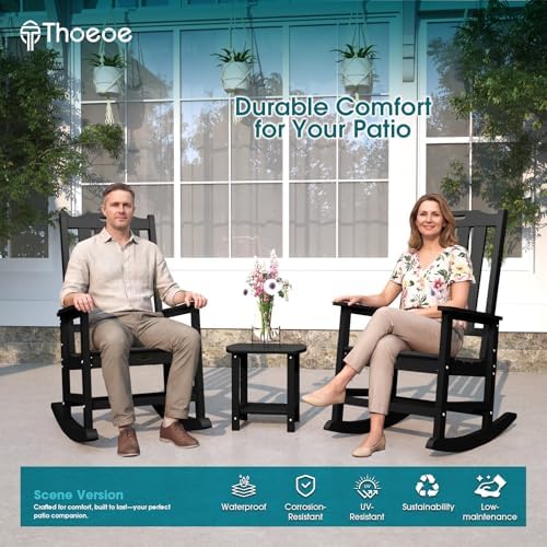 THOEOE Outdoor Rocking Chairs, Oversized Patio Rocking Chair