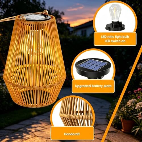Solar Lanterns Outdoor Waterproof, Solar Lights Outdoor 2 Pack