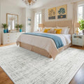 8x10 Washable Area Rug for Living Room Bedroom: Non-Slip Modern White Gray