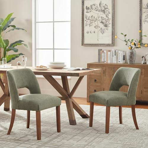 VKNOW Dining Chairs Set of 2, Fabric Dining Room Chairs, Green