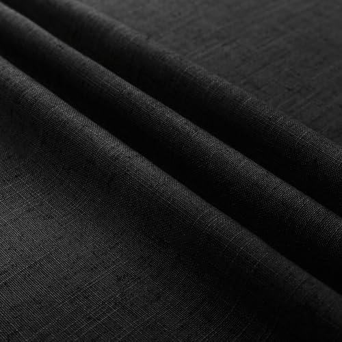 KOUFALL Black Curtains 96 Inches Long for Living Room,Sheer Linen Boho Canopy Bed Curtains for Bed