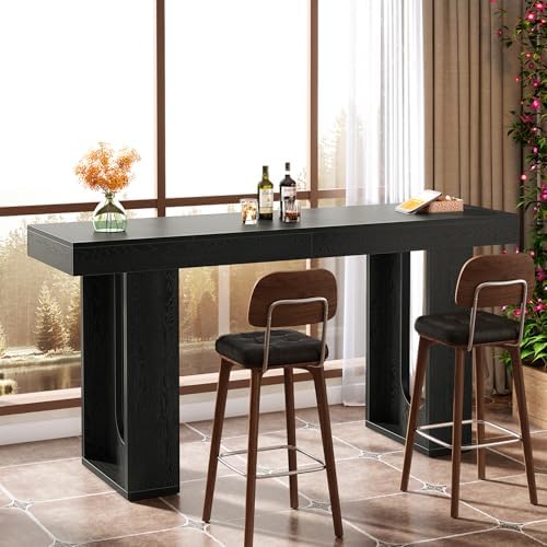 Tribesigns 70.9-Inch Extra Long Bar Table, Modern Counter Height Pub Table, Rectangular Home Coffee Bar Unit with Sturdy Legs, for Living Room, Kitchen, Bistro, Black