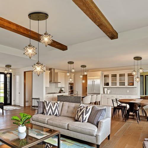 HAIXIANG Clear Glass 3 Pendant Lights Kitchen Dining Chandelier