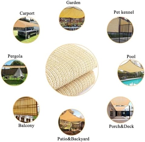 12x20 FT Shade Cloth, 90% UV Block, 200GSM HDPE Fabric