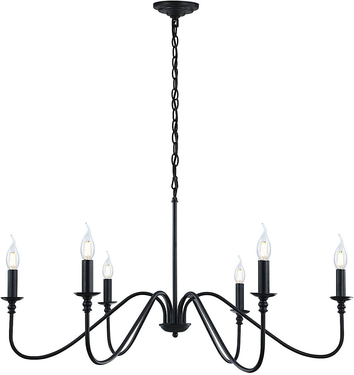 Miluolan Black Chandelier, 6-Light Farmhouse Chandelier for Dining Room