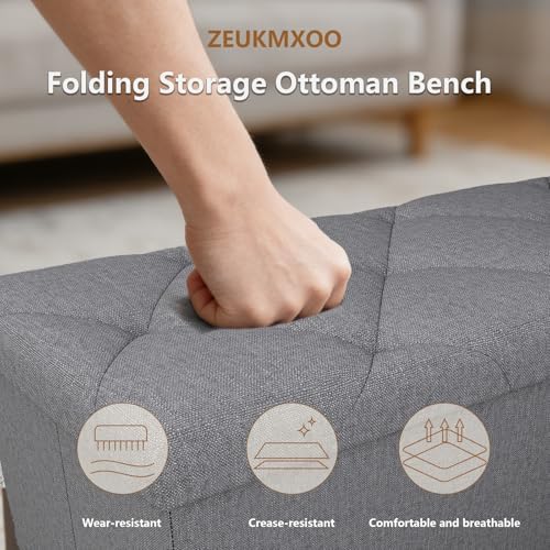 43 Inches Folding Storage Ottoman Bench for Bedroom,660 lb Ottoman with Storage End of Bed Storage Bench,for Bedroom,Living Room,Entryway,Dark Gray（43Wx15Dx15H