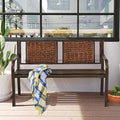 S AFSTAR Outdoor Garden Bench, Brown, Iron, Metal, Polyethylene, Rattan, 50.5 in Width, 2 Adults