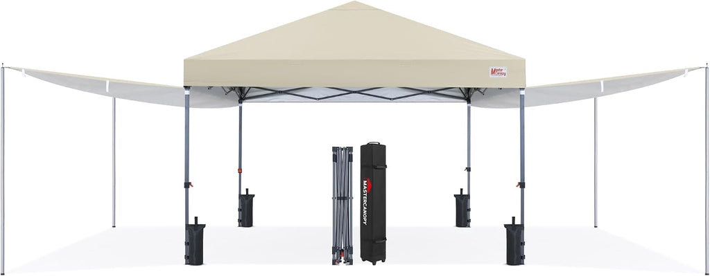 MASTERCANOPY 10x10 Pop Up Canopy Tent with 2 Shelters，230 Sq ft Beige