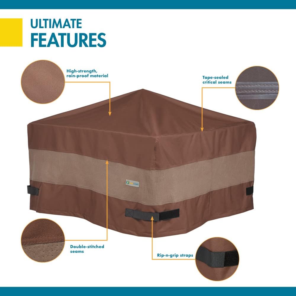 DUCKCOVERS Ultimate Waterproof 32 Inch Square Fire Pit Cover, Patio Furniture Covers