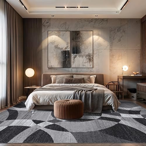 Rugshop Abstract Circles Contemporary High Traffic Area Rug Gray 12' x 15'
