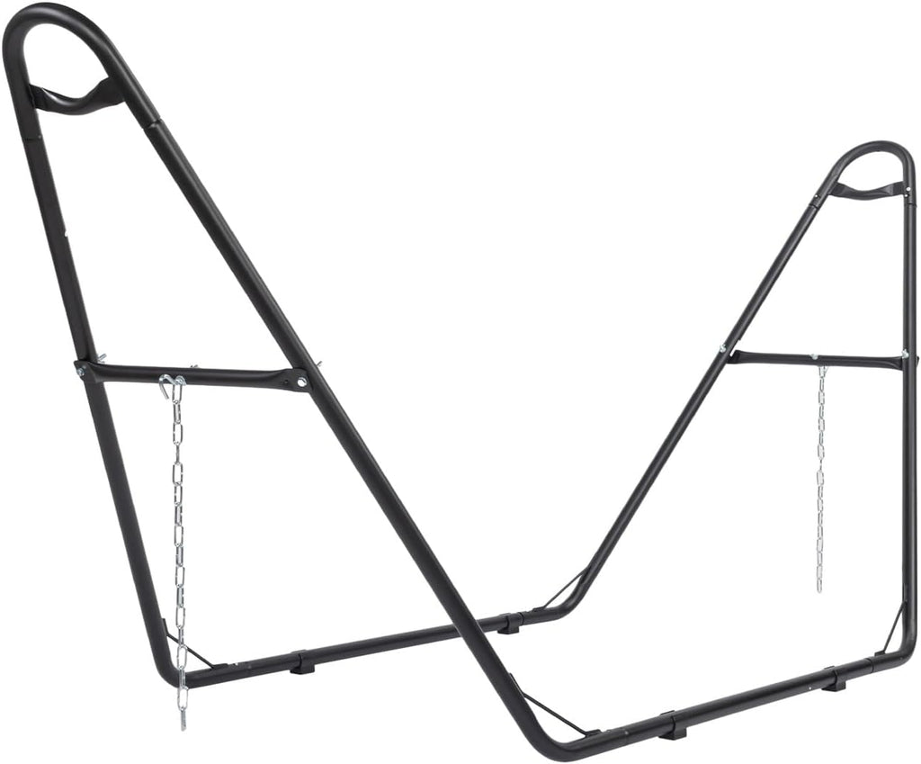 ONCLOUD Sandblasted Iron Hammock Stand only, Heavy Duty Adjustable Hammock Frame Fits Various Hammocks, Portable Double-Barrel Hammock Support for Outdoors, Patio, Garden, Yard, 550 LBS, Black