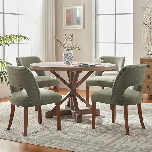 VKNOW Dining Chairs Set of 2, Fabric Dining Room Chairs, Green