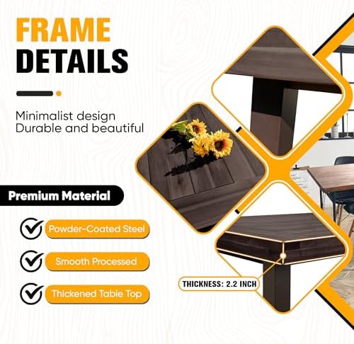 Flamaker Outdoor Acacia Wood Dining Table for 6, Deep Brown