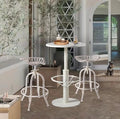 Industrial Pub Table 23.6" Iron Round Desktop 37.4" Height Cast Iron Bar Table Antique White