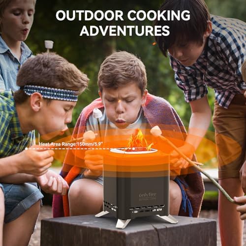 2-in-1 Wood Burning Fire Pit with Pot Rack, 7.8" Tabletop Fireplace, Black
