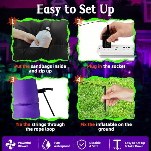 6FT Rotating Halloween Inflatables Outdoor Witch, 360° Swivel Base Lighted with Built-in LEDs, Holding Happy Halloween Sign, Waterproof & Windproof Decoration for Yard Garden Lawn