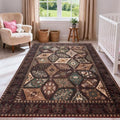Moroccan Boho Floral Geometric Patchwork Washable 5x8 Large Area Rug