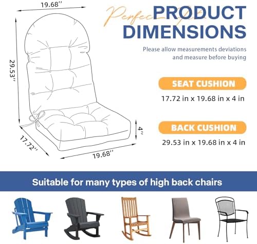 Outdoor Adirondack Chair Cushions Set of 2 Navy Blue 47.24 in