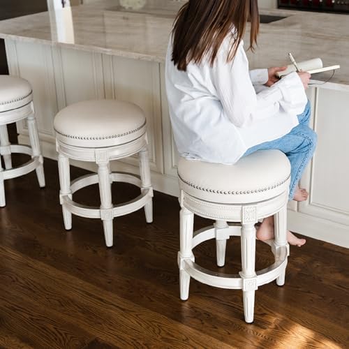 Maven Lane Pullman Backless Counter Stool, White Oak, 26"