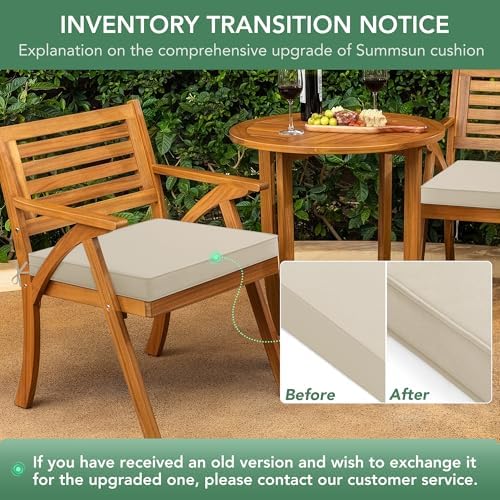 Summsun Outdoor Chair Cushions Set of 4: Water Resistant Seat Cushion for Patio Furniture - 18.5 x 16 x 2 Inch Chair Pads with Ties and Hidden Zipper - Patio Chair Cushion Replacement, Beige