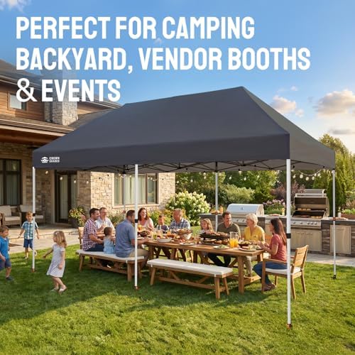 CROWN SHADES 10x15 Pop Up Canopy Outdoor Tent, Event Shelter, Gray