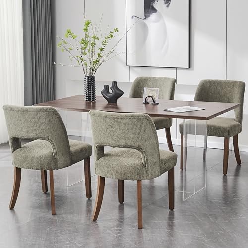VKNOW Dining Chairs Set of 2, Fabric Dining Room Chairs, Green