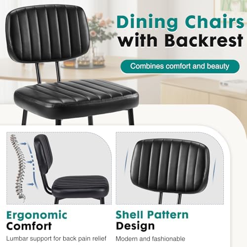 OLIXIS Dining Chairs Set of 2, Mid Century Modern Kitchen Chairs, Black